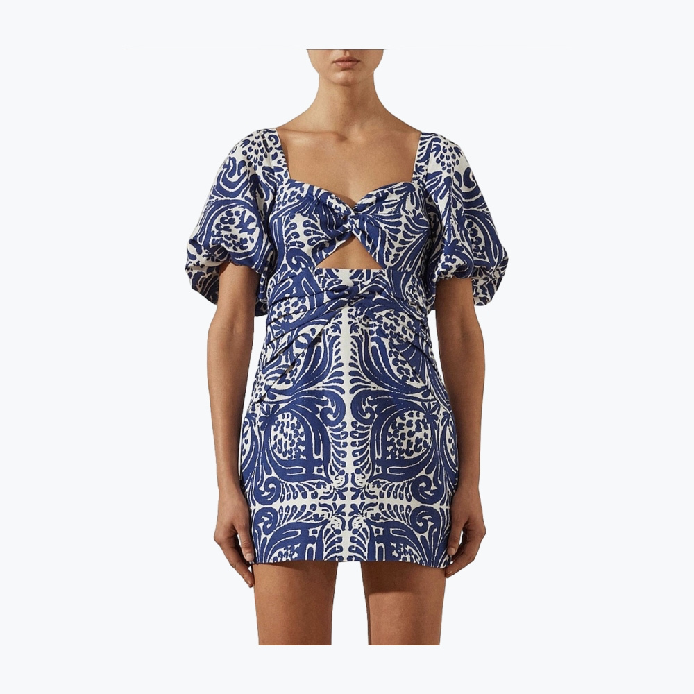 Blue Shonajoy Linen Mini Dress