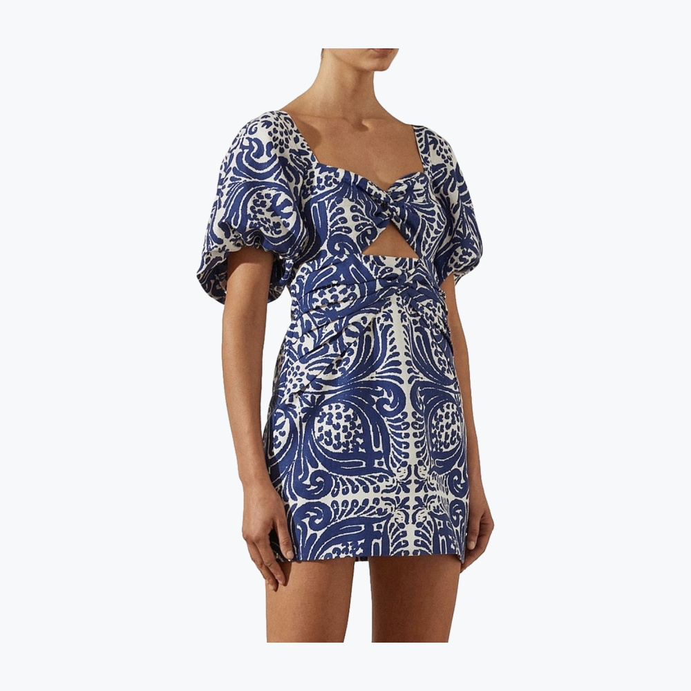 Blue Shonajoy Linen Mini Dress