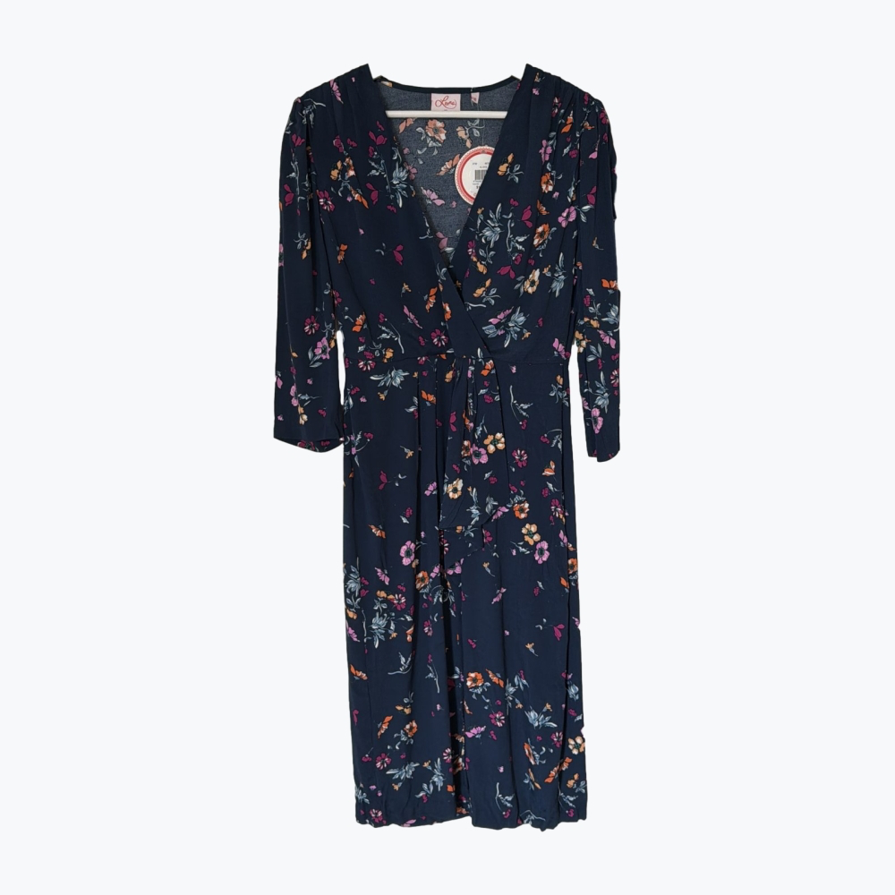 Navy Printed Leona Edmiston Polyester Long Dress