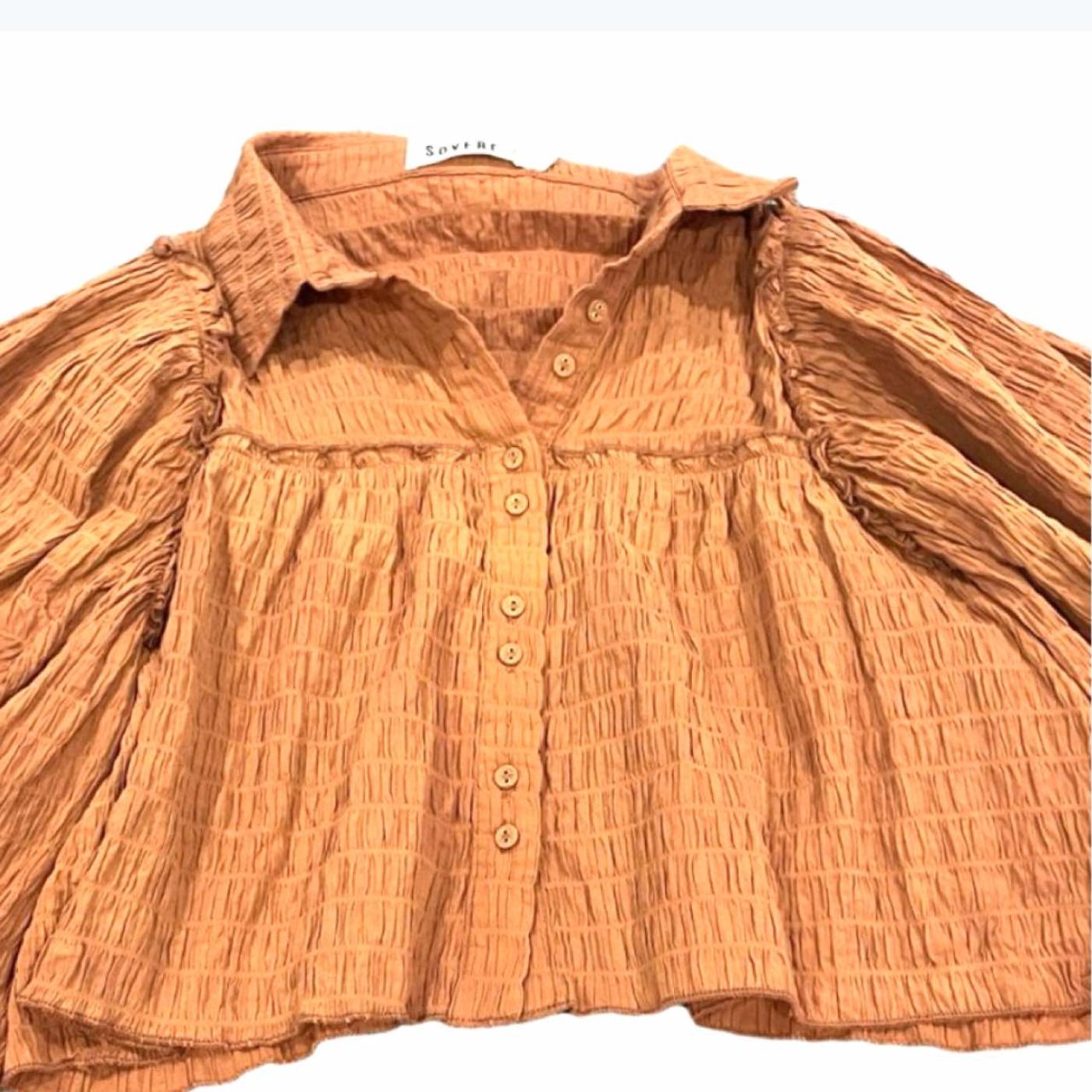 Burnt Orange Sovere Cotton Cropped Blouse