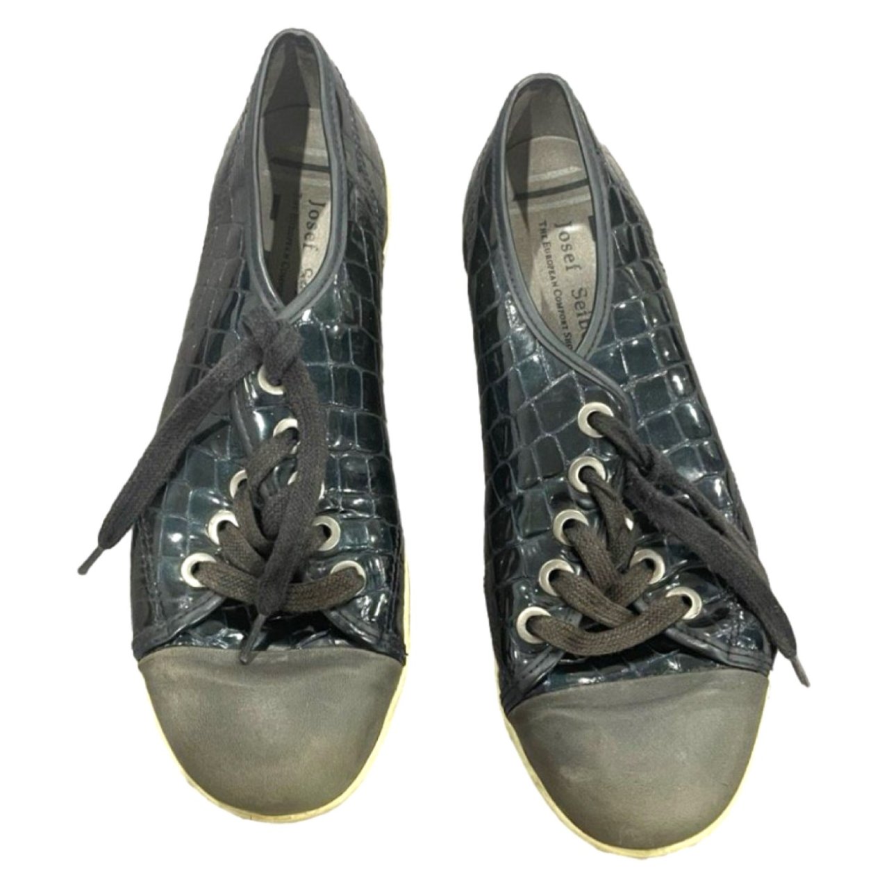 Navy Josef Seibel Leather Casual Sneakers